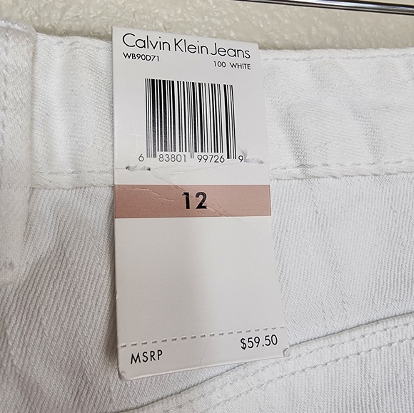 Calvin Klein Straight Leg Jeans Women's 12 White High Rise Denim Ankle N… - Picture 10 of 11